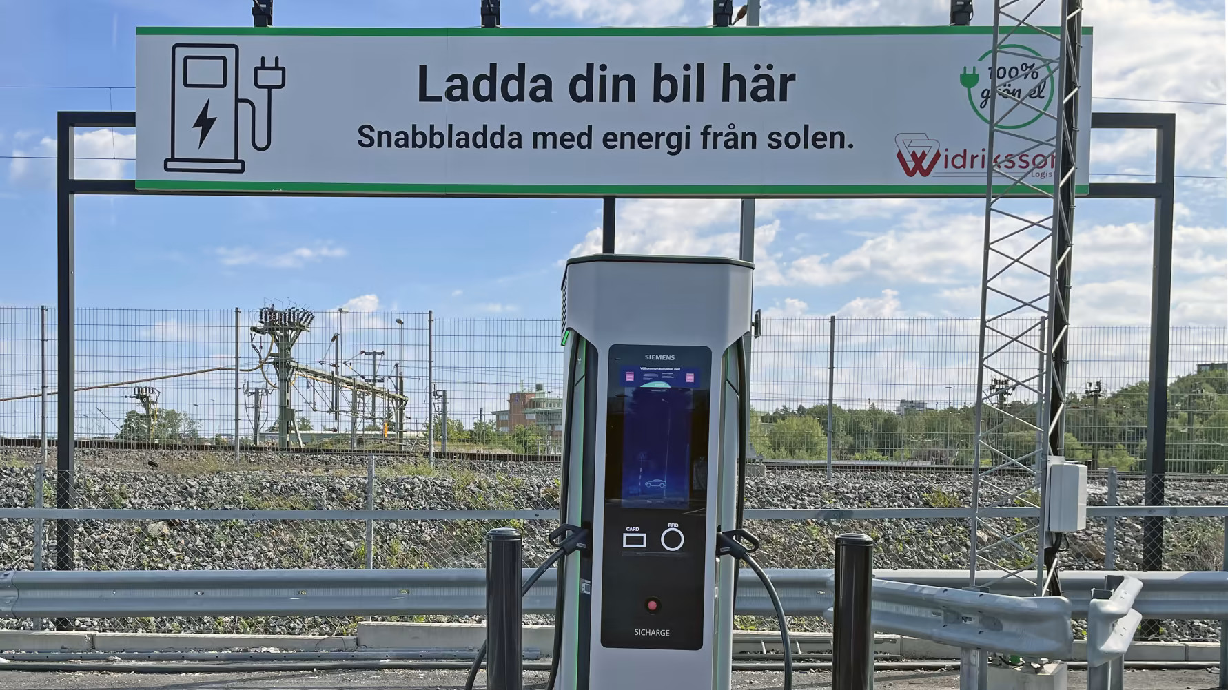 Laddstationen i Västberga kommer även att vara publik. Foto: Widriksson Logistik.